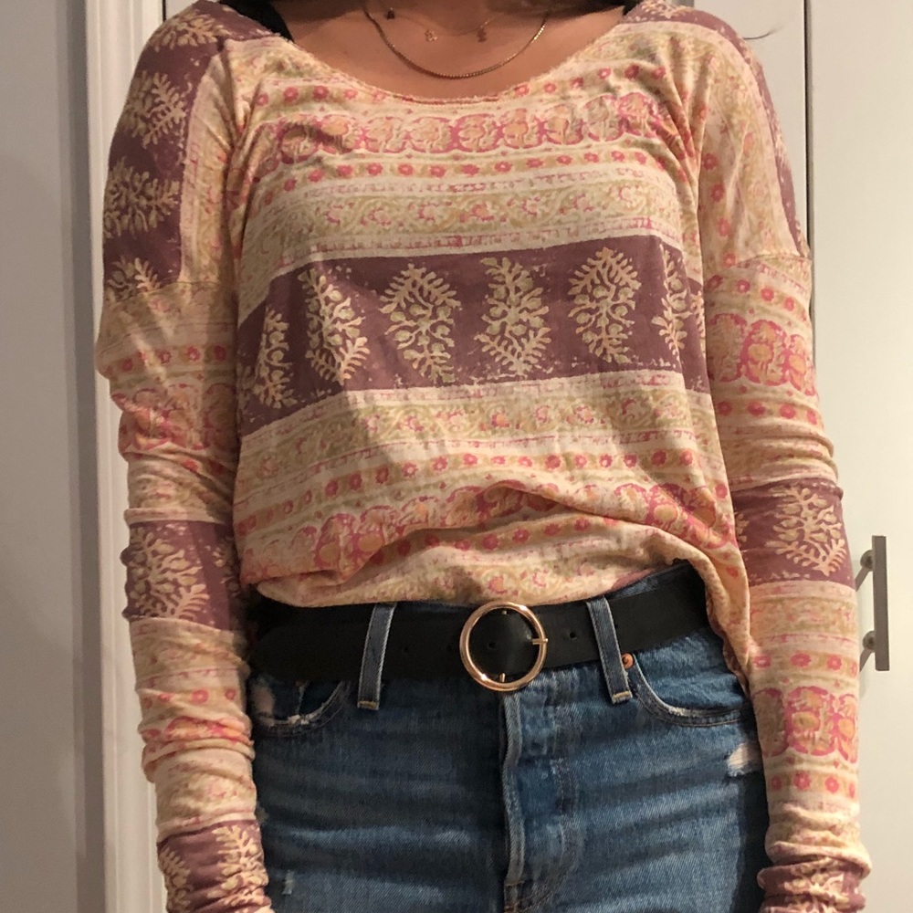 Free People long sleeve floral pattern shirt